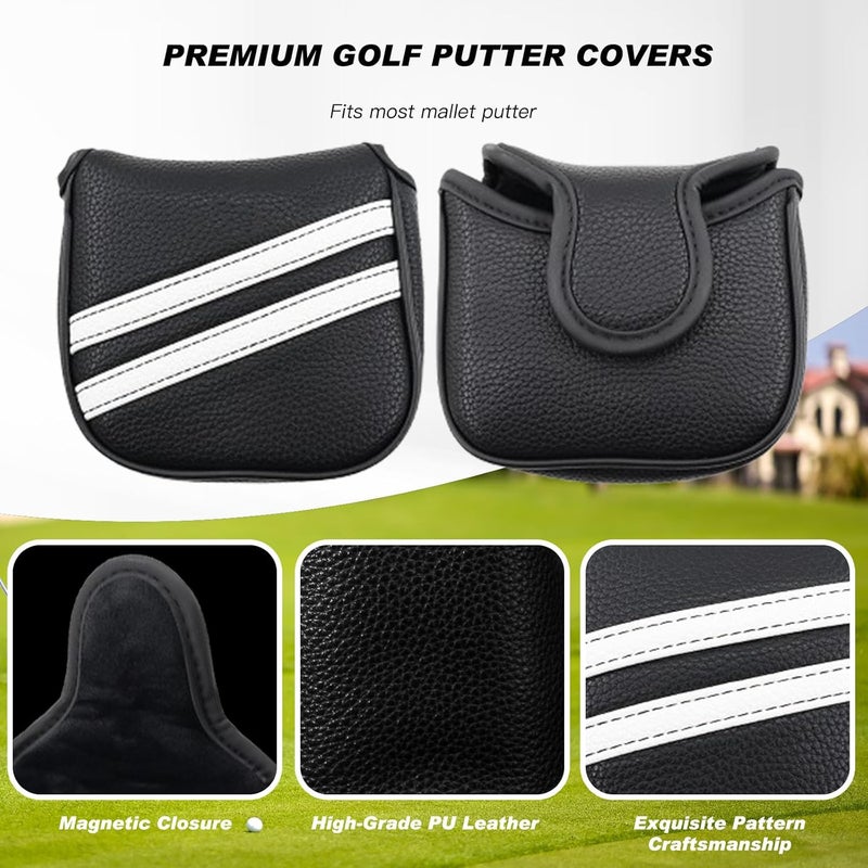 Frimon Golf Club Covers,4pcs or 1pc Golf Headcovers for Woods and Driver Fairway Hybrids Women Men - Premium PU Leather with Interchangeable Tags & Magnetic Blade and Mallet Putter Covers - Image 5